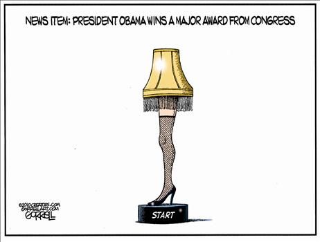 Obama START treaty award - cartoon