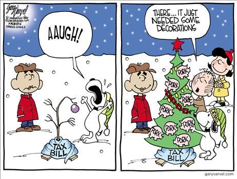 Tax Bill Christmas Tree - cartoon