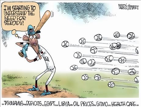 Obama Multi-Tasking - cartoon