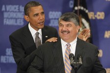  - 
              File- This Aug. 4, 2010 file photo shows President Barack Obama standing with AFL-CIO Presidet Richard Trumka after he spoke about jobs and the economy at the AFL-CIO Executive Council 