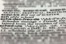  - 
              The word schadenfreude, from the 11th edition of Merriam-Webster's Collegiate Dictionary, is shown in this photograph, in New York,  Wednesday, Dec. 5, 2012.  Thanks to the election, so