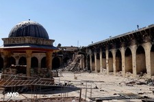  - 
              This journalism image provided by Aleppo Media Center AMC which has been authenticated based on its contents and other AP reporting, shows the damaged famed 12th century Umayyad mosque 