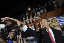  - 
              Former South Carolina Gov. Mark Sanford gives his victory speech after wining back his old congressional seat in the state's 1st District on Tuesday, May 7, 2013, in Mt. Pleasant, S.C. 
