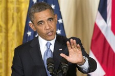  - 
              President Barack Obama gestures during a joint news conference with British Prime Minister David Cameron, Monday, May 13, 2013, in the East Room of the White House in Washington. The pr