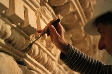  - 
              A restorer at the Israel Museum works on a reassembled display of what curators say was Herod's tomb in the Israeli museum, Jerusalem, Tuesday, Jan. 15, 2012. Israel's national museum i