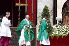  - 
              Pope Francis, center, celebrates a Mass in St. Peter's Square at the Vatican, Sunday, June 16, 2013. The pontiff greeted hundreds of Harley Davidson riders and blessed their motorcycles