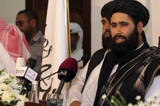  - 
              Muhammad Naeem a representative of the Taliban speaks during a press conference at the official opening of their office in Doha, Qatar, Tuesday, June 18, 2013. In a major breakthrough, 
