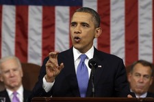  - 
              FILE - In this Feb. 12, 2013, file photo, President Barack Obama, flanked by Vice President Joe Biden and House Speaker John Boehner of Ohio, gestures as he gives his State of the Union