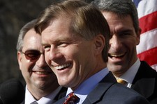  - 
              FILE - In this Jan. 10, 2013 file photo, Virginia Gov. Bob McDonnell, center, accompanied by Lt. Gov. Bill Bolling, left, and Attorney General, Ken Cuccinelli, right, speaks in Richmond