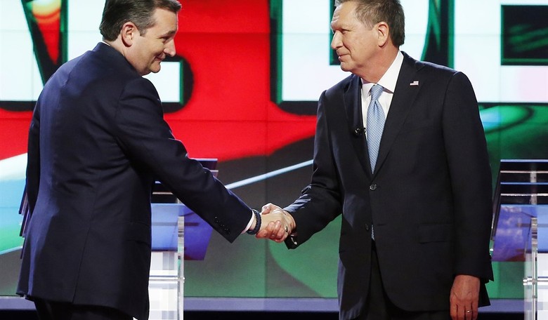 Ted and John Driving Off the Cliff in a GOP Convertible