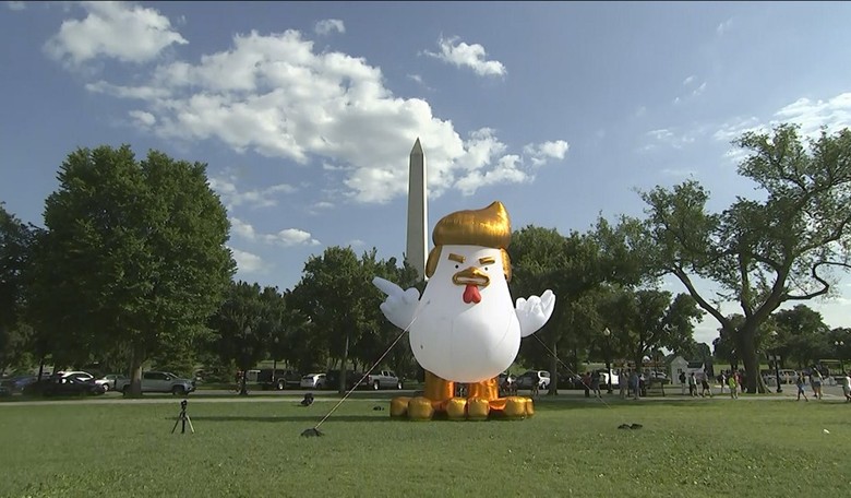 Someone Put a Giant Inflatable Chicken Outside the White House