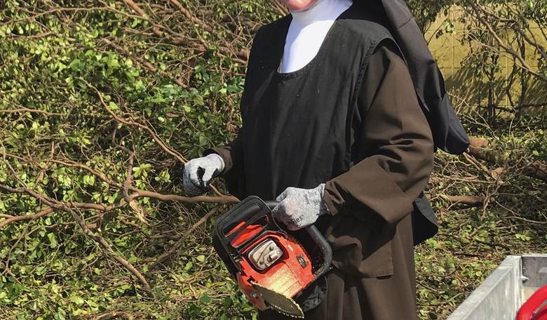 Internet Goes Nuts Over Chainsaw-Wielding Nun Cleaning Up After Hurricane Irma