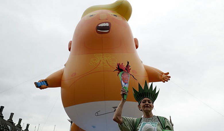 Baby Trump Balloon Slashed In Trump Country