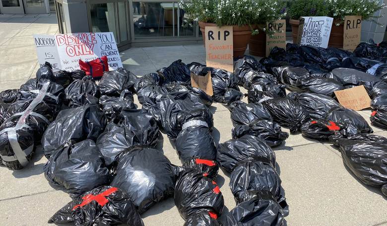 DC Teachers Line Up Body Bags to Protest School Reopening