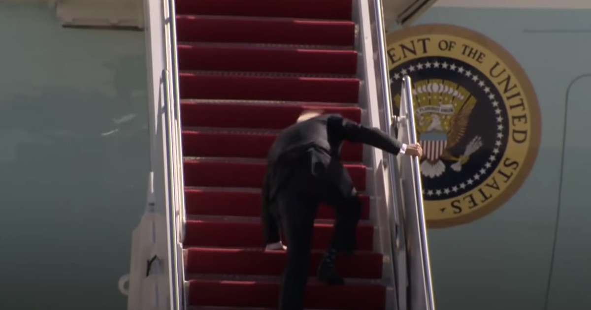 Biden WH Changes How the President Boards Air Force One After Series of Humiliating Trips Up the Stairs