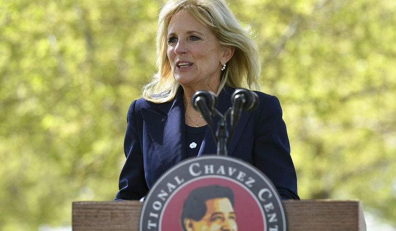 Jill Biden Botched Her Spanish in Front of a Nazi Inspired Flag 