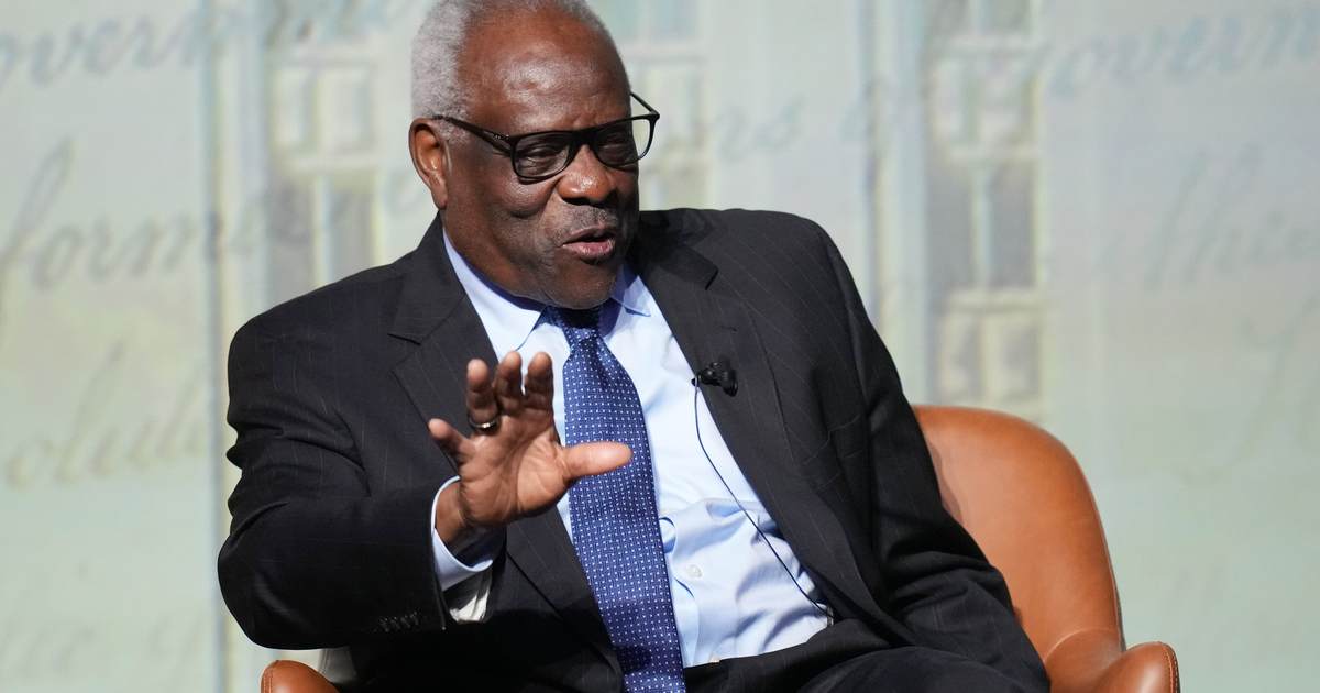 Justice Clarence Thomas handles questions from a liberal reporter during his Capitol visit with poise.