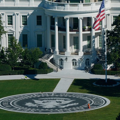 Marine One Lifts Off From Sleek New White House Helipad