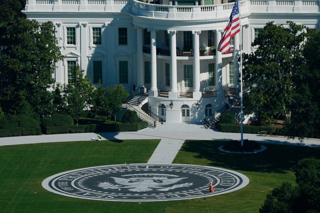 Marine One Lifts Off From Sleek New White House Helipad
