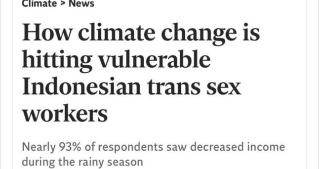 Climate Change Harming Indonesian Trans Sex Workers. Seriously. - Vimarsana News