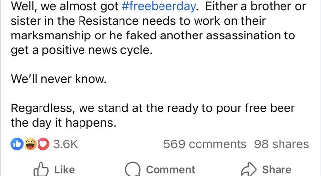 Brewpub That Lamented Trump's Not Being Killed Doubling Down