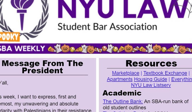 NYU Student Bar Association President sides with Hamas and loses a job (Plus Harvard faculty reacts)
