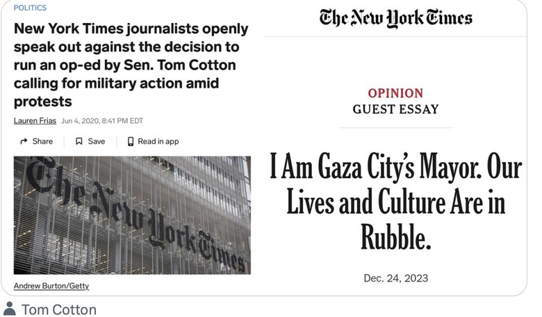 New York Times Publishes Gaza Mayor's Lament