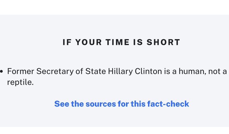 Politifact: Hillary Clinton Is Not a Lizard Person