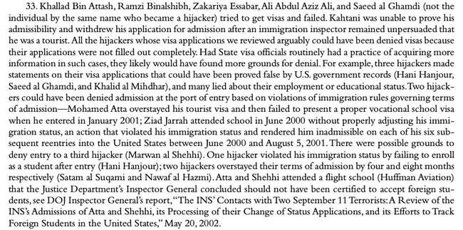 9/11 Commission Report footnote on overstays