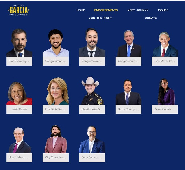 Johnny Garcia Endorsements Page