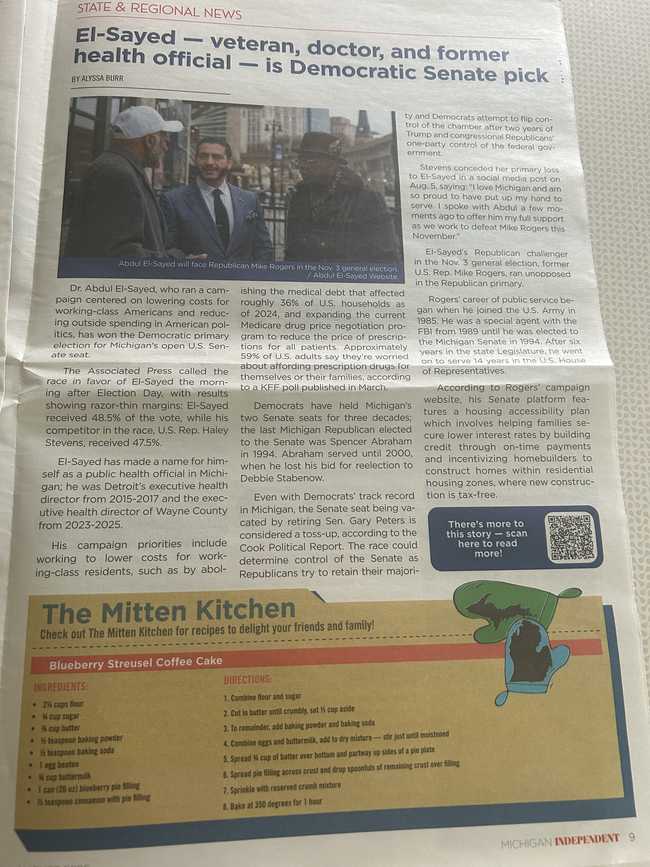 Newspaper calls El-Sayed a "veteran"