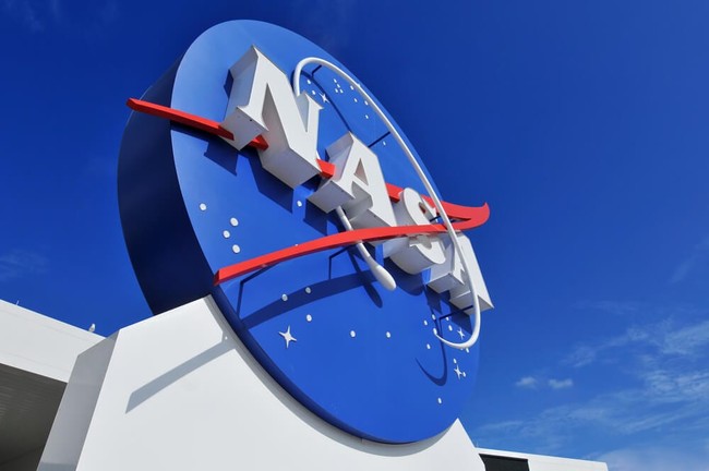 A shot of the logo of NASA outside Cape Canaveral, Florida