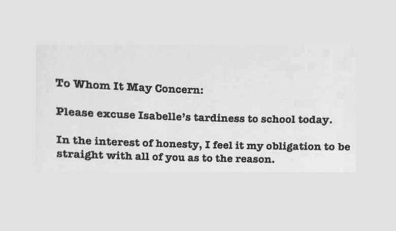 Dad's Hilarious—and Blatantly Honest—Tardy Note to the School Is 'The Boss'