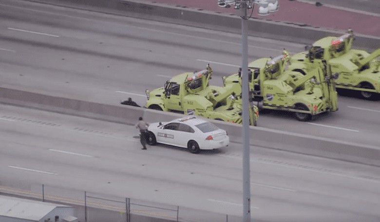 Crazy Man Gets Apprehended After Dancing on a Major Freeway...