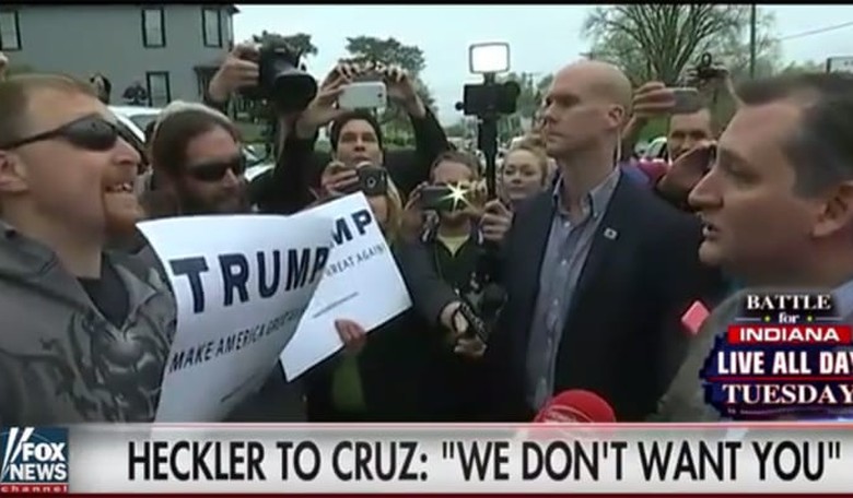 Ted Cruz Confronts Pro-Trump Hecklers: 'He is Playing You for a Chump'
