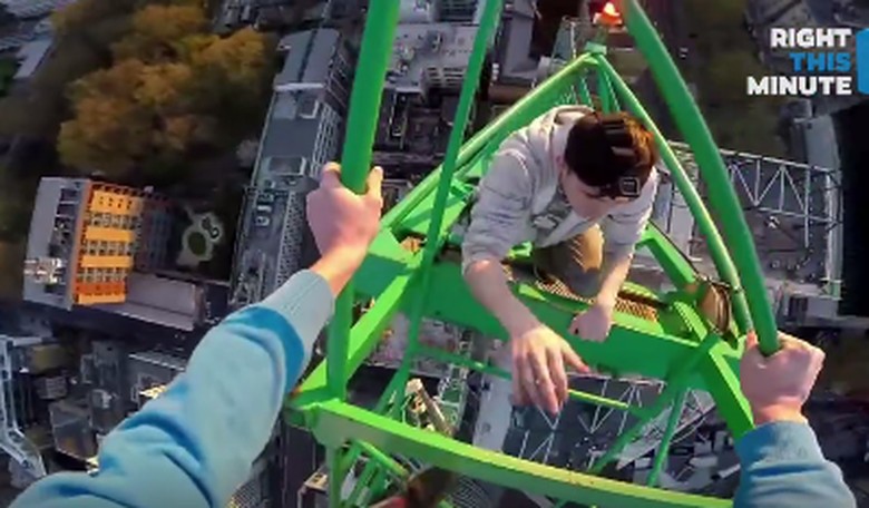 Scary!! Urban Adventurers Climb to Top of Crane in London