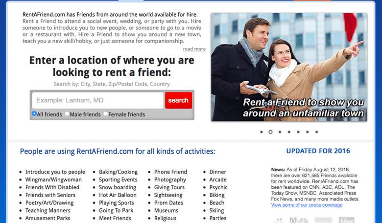 Website Allows You to 'Rent A Friend' — Don't Worry, It's Platonic