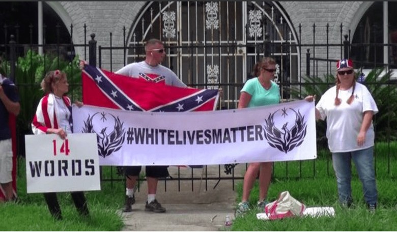 'White Lives Matter' Activists Wave Confederate Flag in Front of NAACP