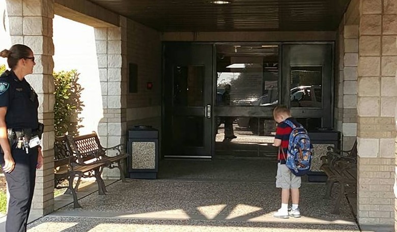Boy Late for School Stops, Says Pledge of Allegiance Before Going Into Kindergarten