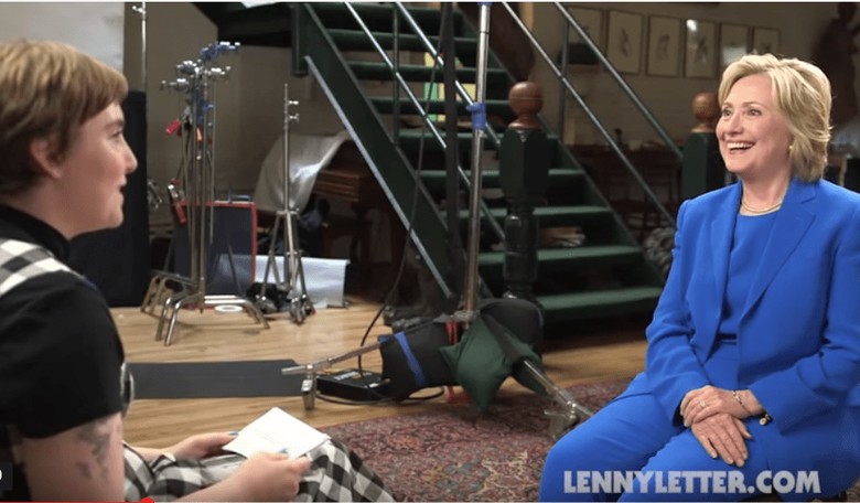 Hillary Clinton and Lena Dunham Discuss Lenny Kravitz's 'Stuff' in a Locker Room Fashion