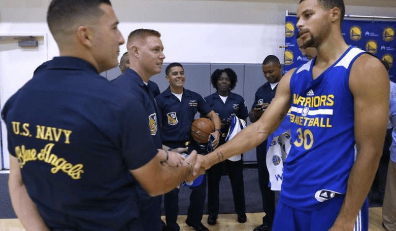 Slam Dunk: Golden State Warriors Hang with the Blue Angels at Practice