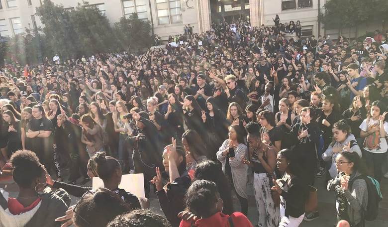Students and Teachers Walk Out of School in Protest of Trump Victory