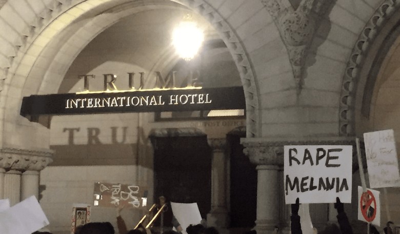 Anti-Trump Protester Holds 'Rape Melania' Sign