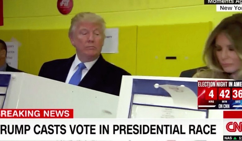 Photo of Trump Sneaking a Peak at Melania's Ballot Goes Viral