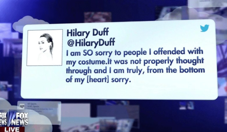 Cue the Social Media 'Outrage' Over Hilary Duff's Offensive Costume