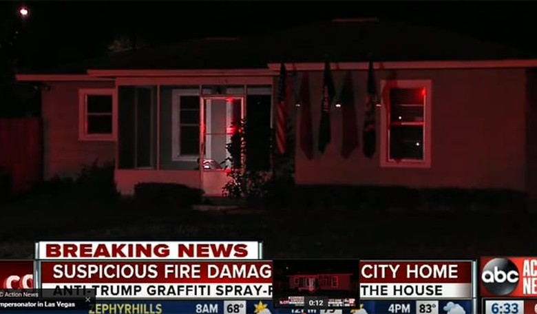 Navy Vet's House Torched in Florida, Vandalized with Anti-Trump Graffiti