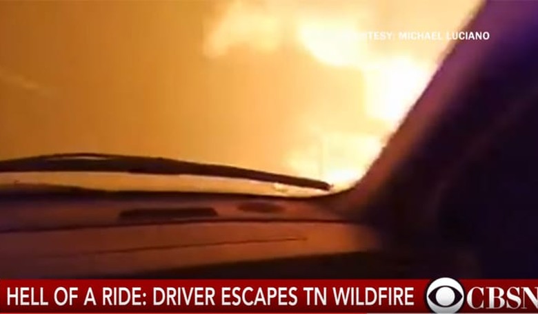 Watch a Driver's Harrowing Escape Through Hellish Smoky Mountain Wildfires