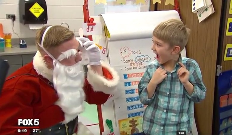 Watch a Little Boy's Jaw Drop When He Realizes Santa Is His Marine Dad