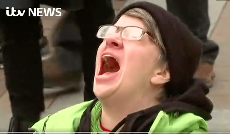 Helpless Liberal Protester Screams 'NO!' as Trump Becomes President