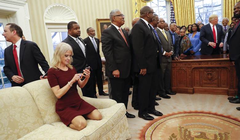 Democrat Jokes That Kellyanne Conway Looked 'Familiar' on Her Knees